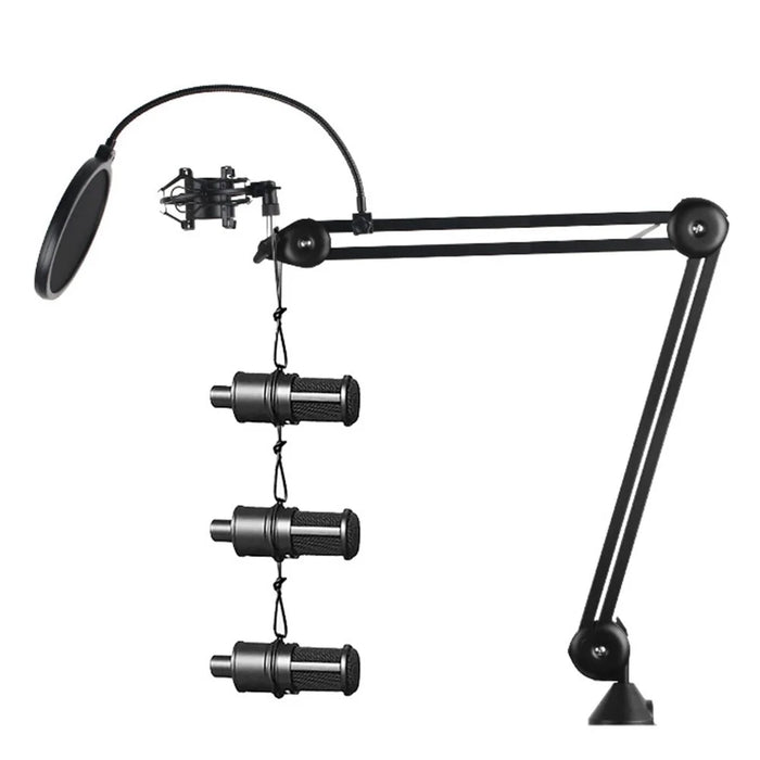 HSP38 104cm Adjustable Microphone Clip Holder Desktop 3 / 8 Inch Screw Connector Mic Bracket Mount Clamp - Black - 2