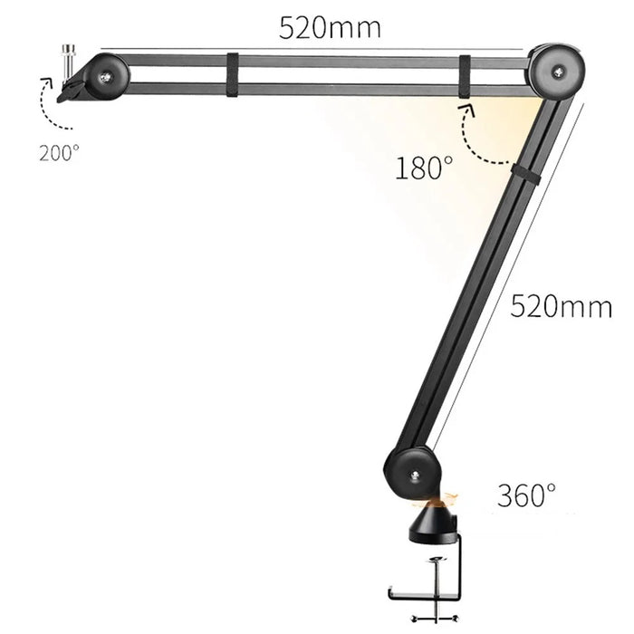 HSP38 104cm Adjustable Microphone Clip Holder Desktop 3 / 8 Inch Screw Connector Mic Bracket Mount Clamp - Black - 6