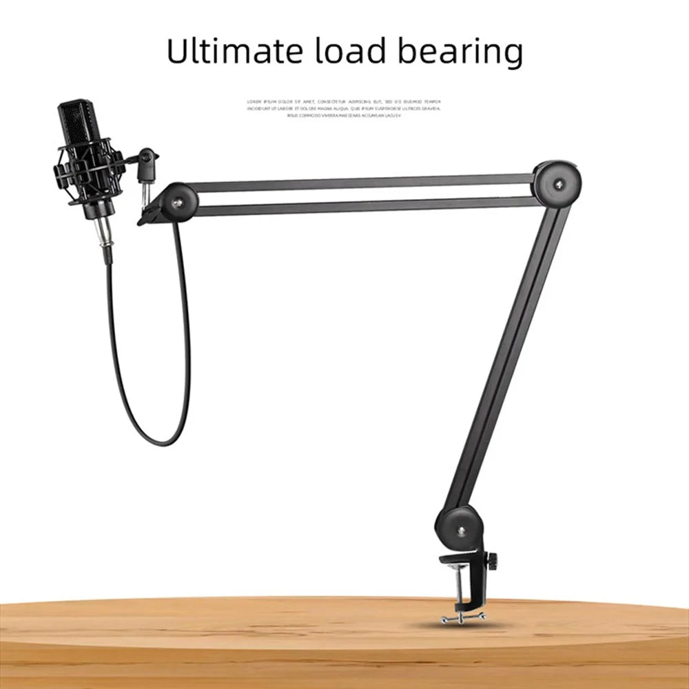Microphone Boom Arm Stand Heavy Duty Cantilever Bracket Adjustable Suspension Mic Stand - Black - 3