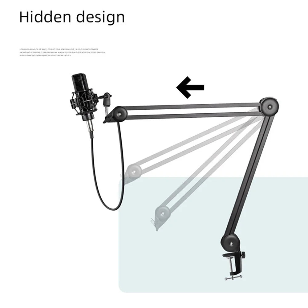 Microphone Boom Arm Stand Heavy Duty Cantilever Bracket Adjustable Suspension Mic Stand - Black - 4