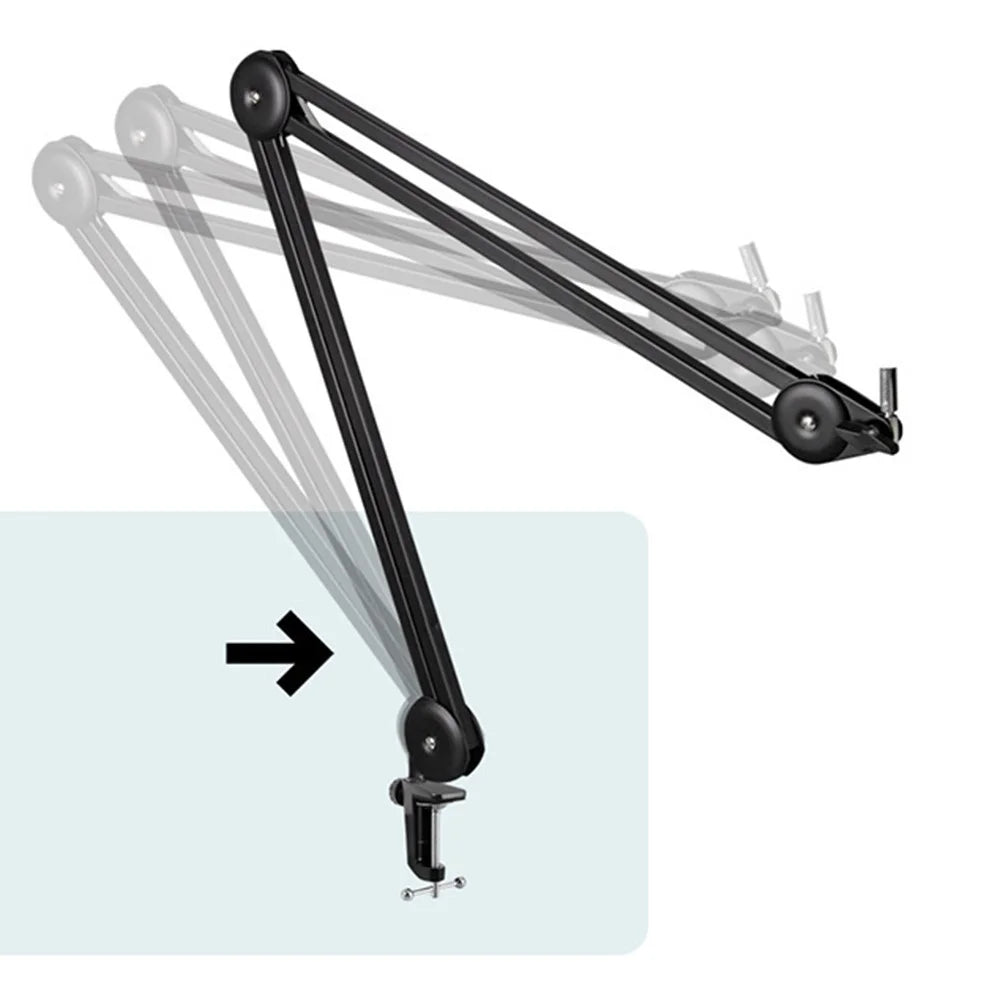 Microphone Boom Arm Stand Heavy Duty Cantilever Bracket Adjustable Suspension Mic Stand - Black - 5