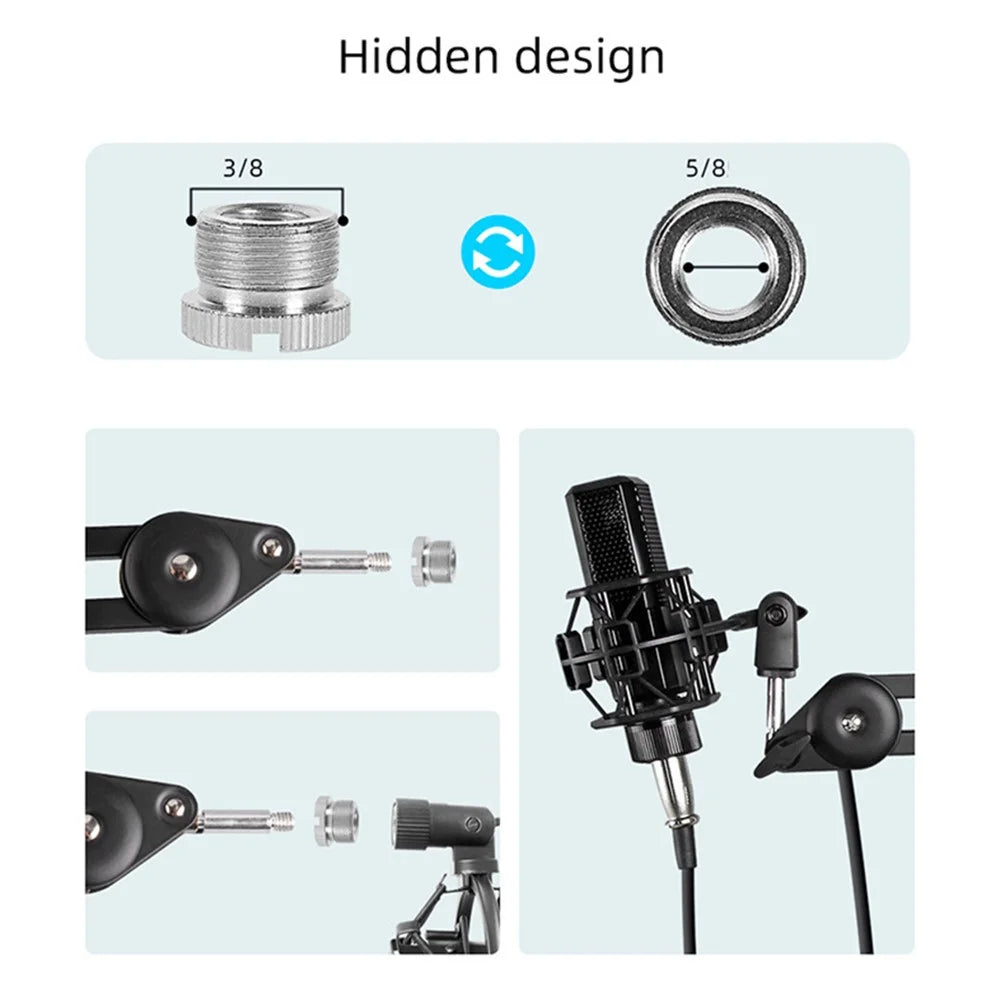 Microphone Boom Arm Stand Heavy Duty Cantilever Bracket Adjustable Suspension Mic Stand - Black - 6