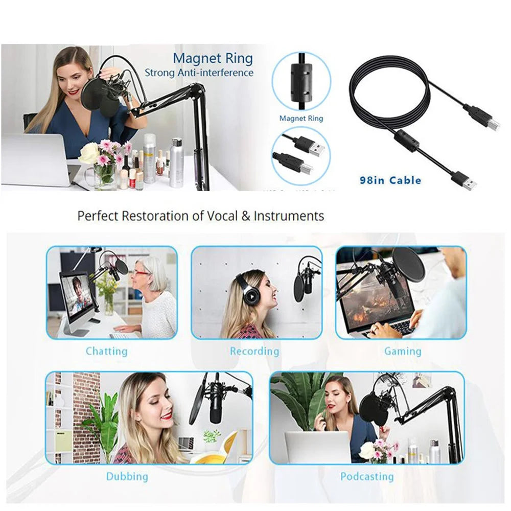 BM-700 USB Recording Microphone Set Built-in USB Sound Card NB35 Bracket Condenser Microphone - 4