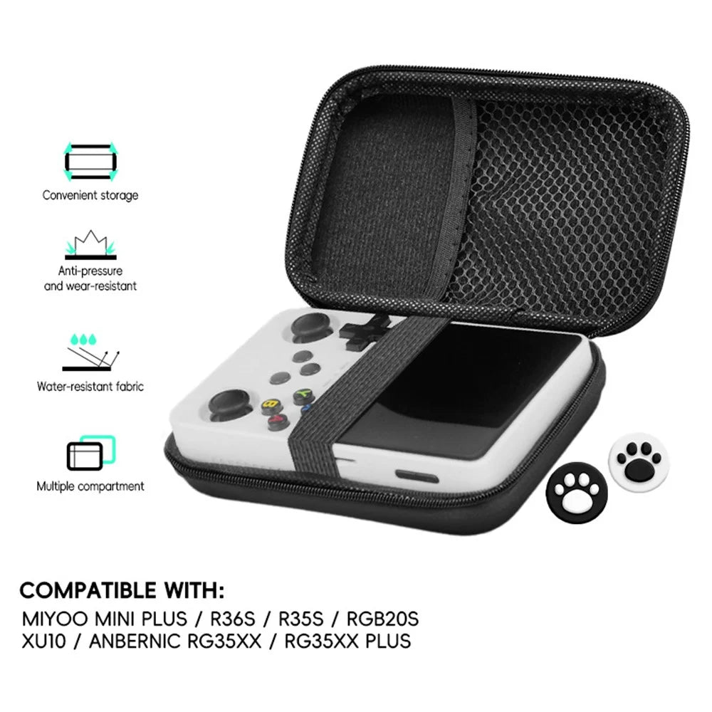 DATA FROG EVA Case for Miyoo R35S / R36S Game Console Protection Bag (With R36S Tempered Glass Film) - Black - 3