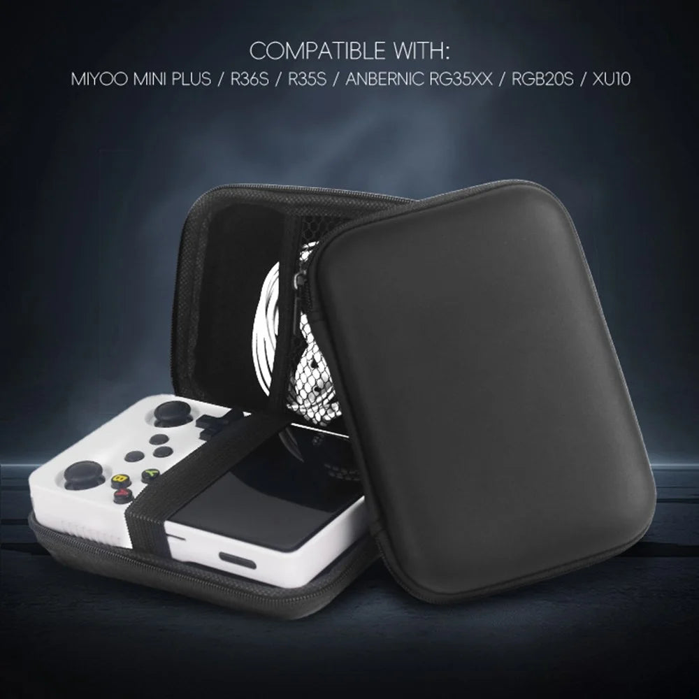 DATA FROG EVA Case for Miyoo R35S / R36S Game Console Protection Bag (With R36S Tempered Glass Film) - Black - 4