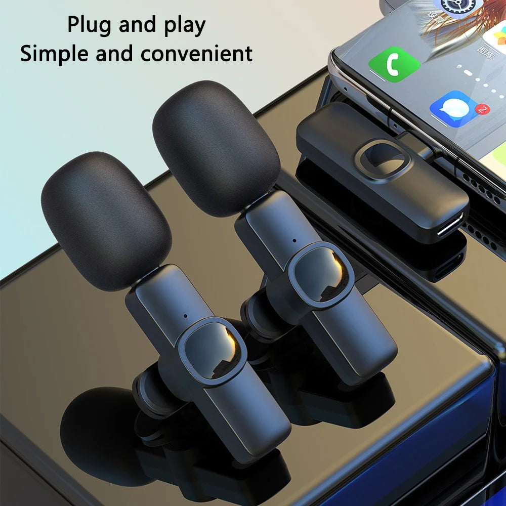J1 Noise Reduction 2.4G Wireless Lavalier Microphone System 2 Mic + 1 Receiver - Type-C Interface - 2