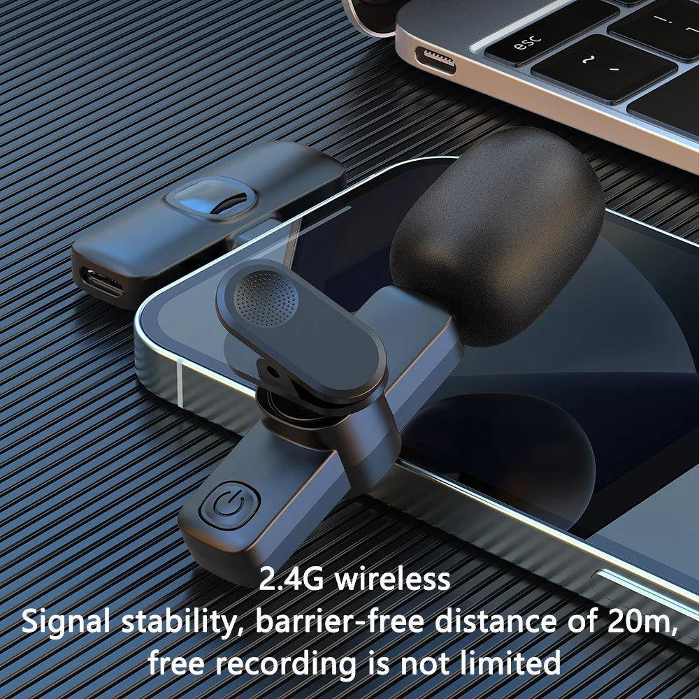 J1 Noise Reduction 2.4G Wireless Lavalier Microphone System 2 Mic + 1 Receiver - Type-C Interface - 4