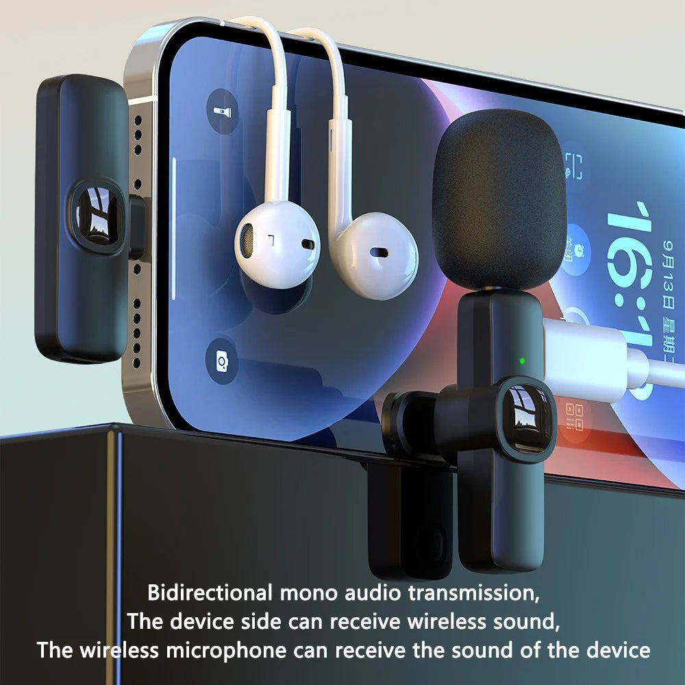 J1 Noise Reduction 2.4G Wireless Lavalier Microphone System 2 Mic + 1 Receiver - Type-C Interface - 5