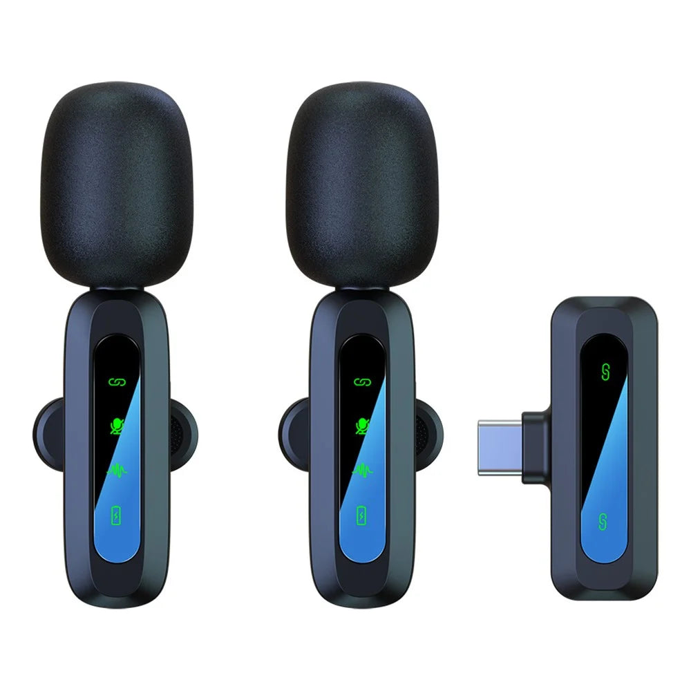 J3 Digital Display Noise Reduction 2.4G Wireless Lavalier Microphone System, 2 Mic + 1 Receiver - Type-C Interface - 1