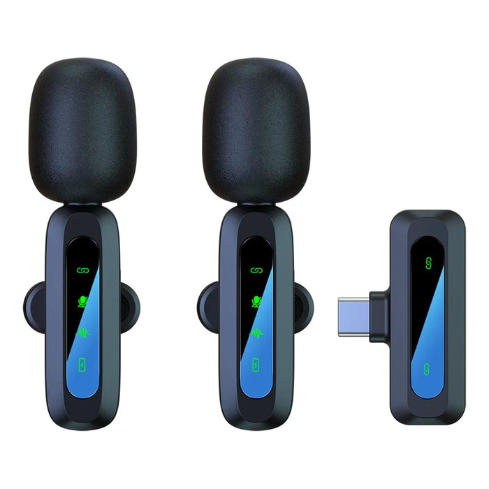 J3 Digital Display Noise Reduction 2.4G Wireless Lavalier Microphone System, 2 Mic + 1 Receiver - Type-C Interface - 1