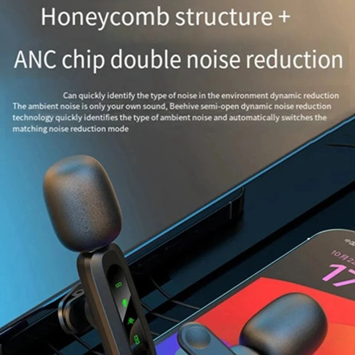 J3 Digital Display Noise Reduction 2.4G Wireless Lavalier Microphone System, 2 Mic + 1 Receiver - Type-C Interface - 4