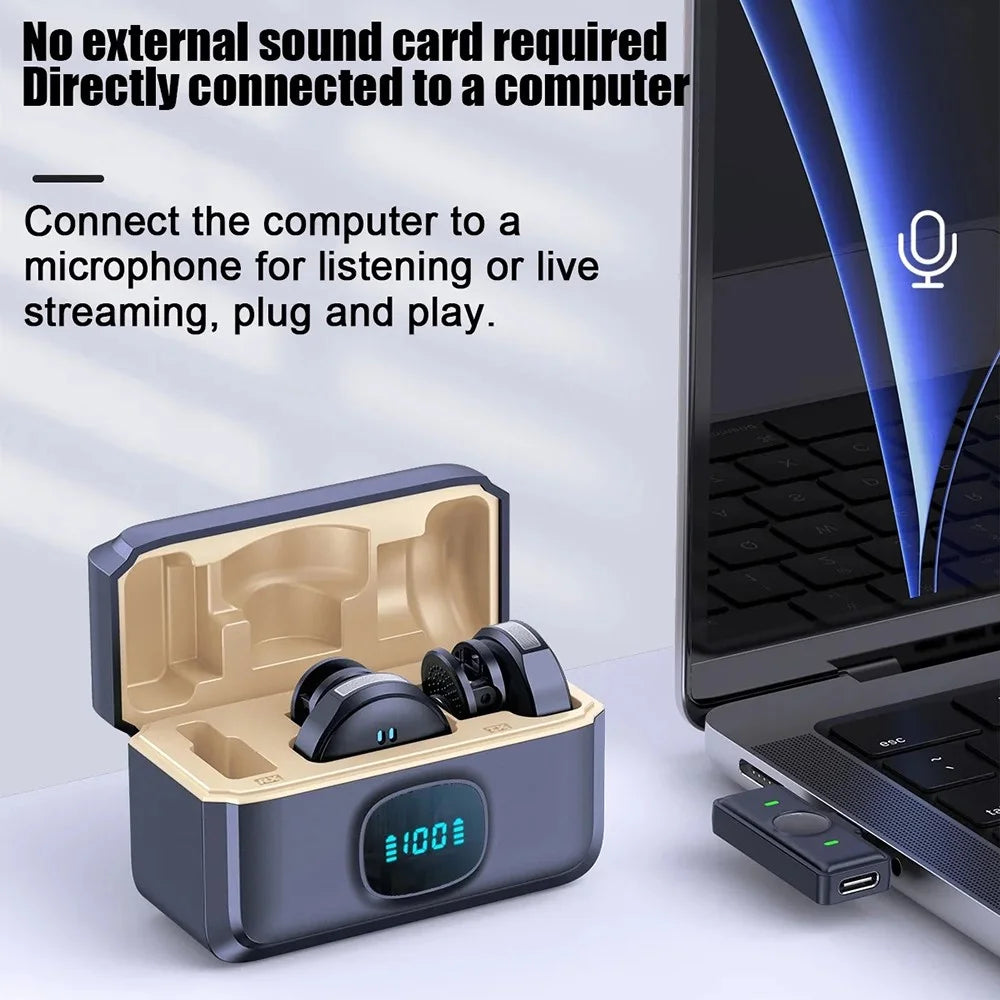 Q8 Outdoor Live Broadcasting Dual Noise Reduction Wireless 2.4G Lavalier Microphone, 2 Mic + 1 Receiver - Type-C Interface - 6