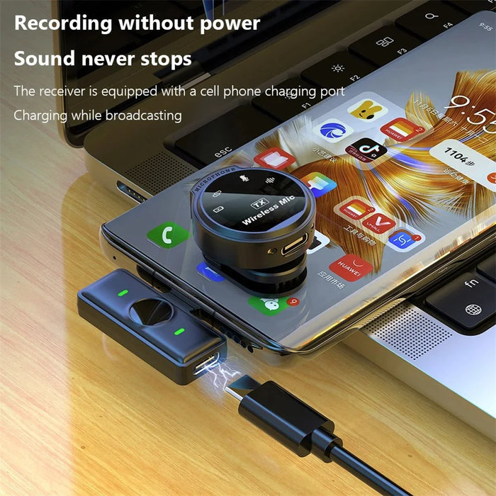 J6 Outdoor Live Streaming Noise Reduction Wireless 2.4G Lavalier Microphone, 2 Mic + 1 Receiver - Type-C Interface - 2