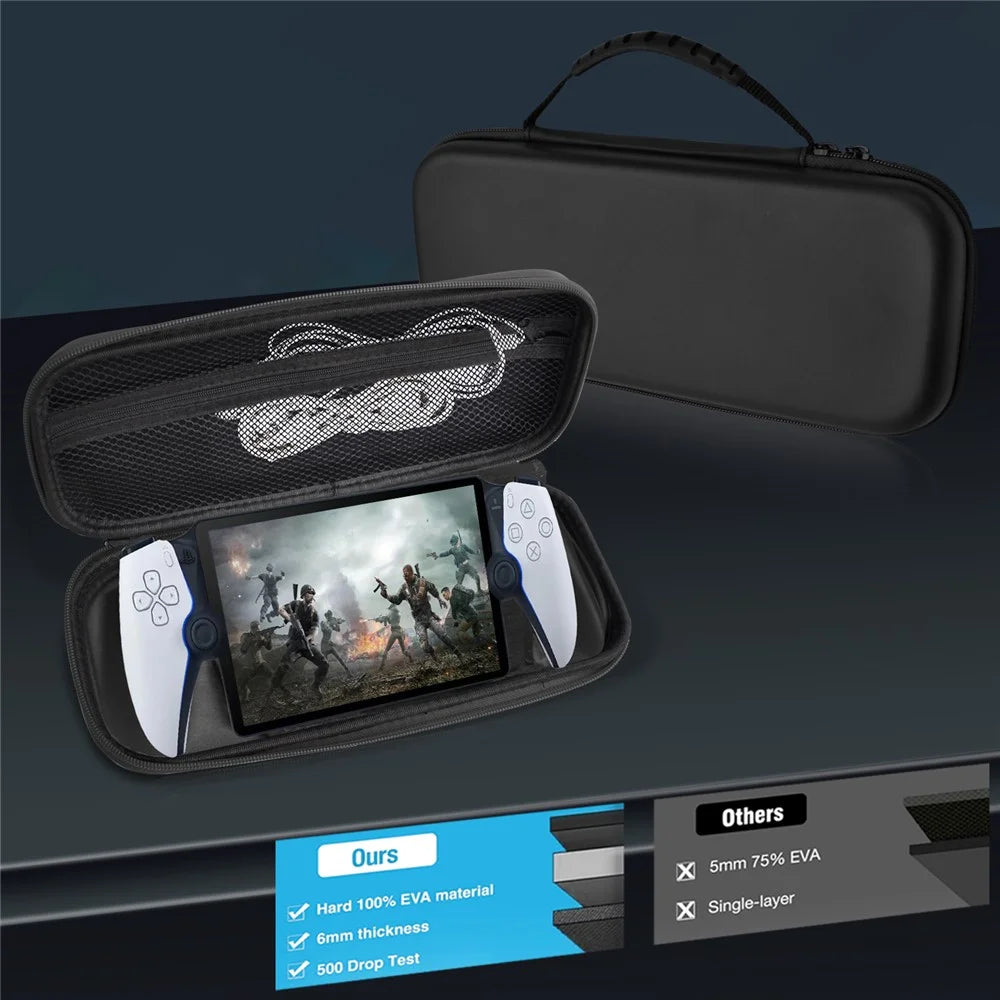 For Sony Playstation Portal Carrying Case EVA Waterproof Gaming Console Bag with Mesh Pocket - 5