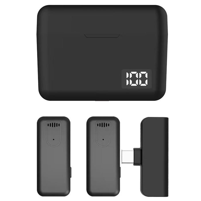 R9 Live Streaming Noise Reduction Wireless Lavalier Microphone, 2 Mic + 1 Receiver - Type-C Plug - 1