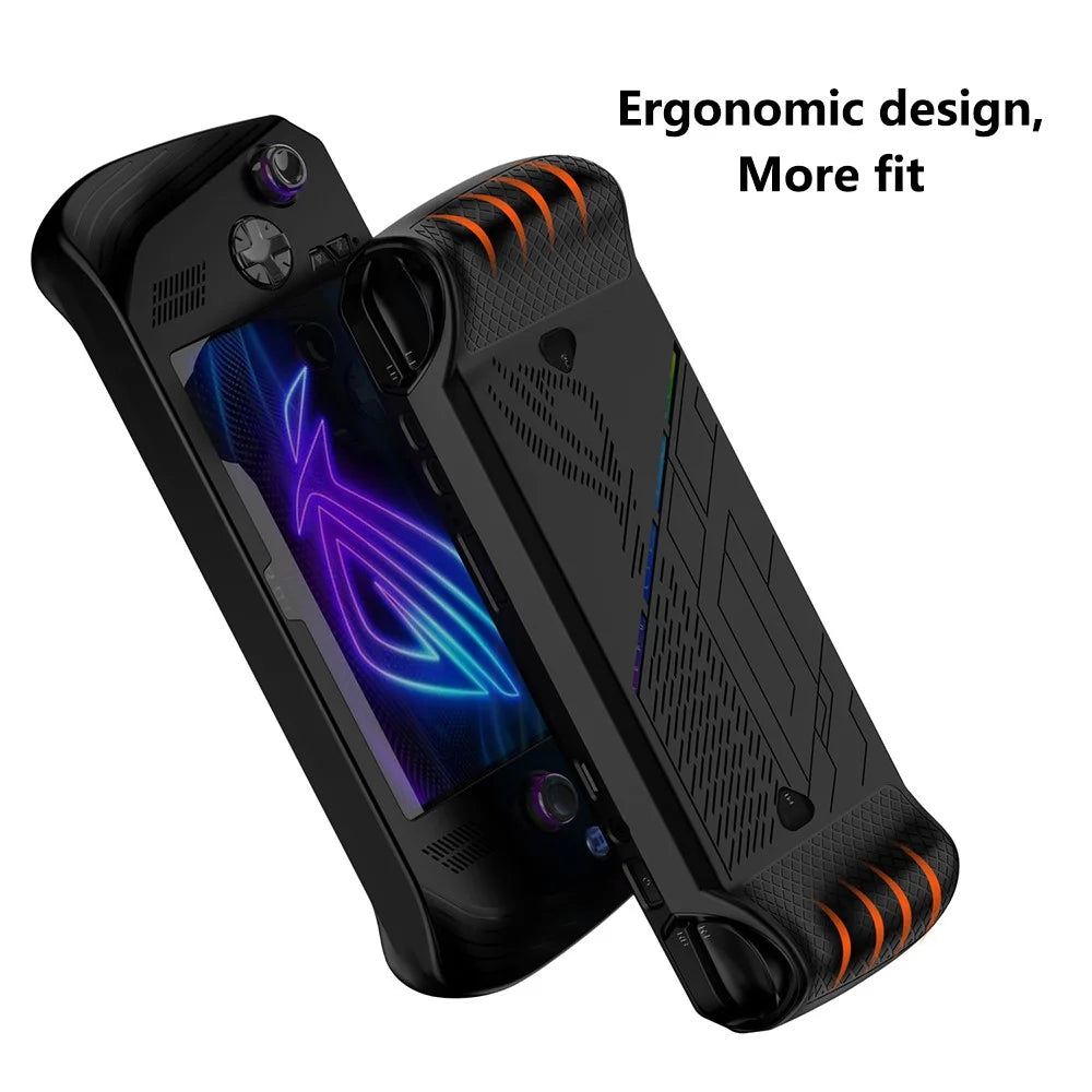 3-in-1 Kit for Asus ROG Ally X Silicone Case Portable Travel Carrying Cover with Tempered Glass Screen Protector - Black - 5