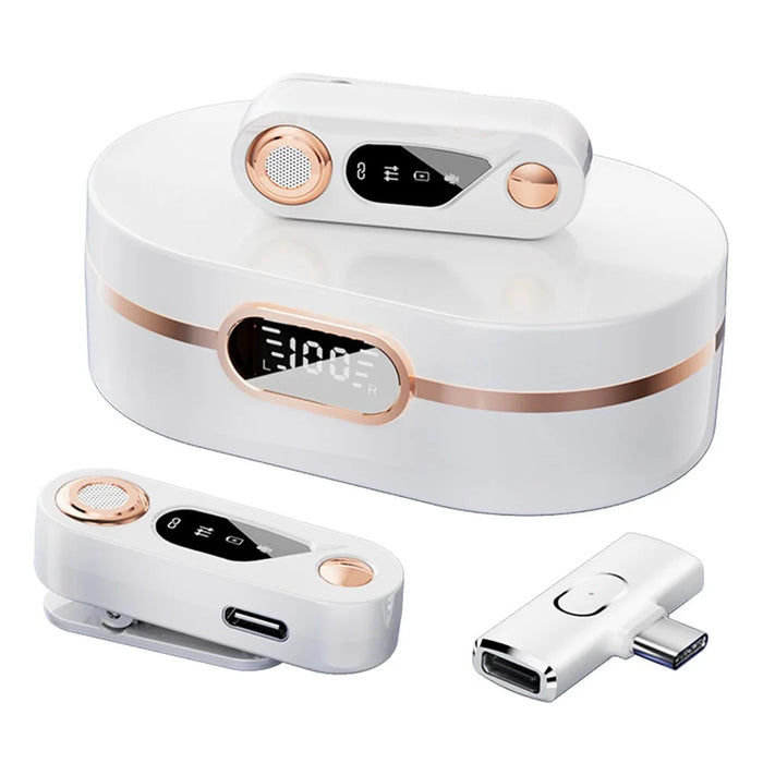 S36 2.4G Wireless Lavalier Microphone with Digital Display Charging Case, 2 Transmitter + 1 Receiver - Type-C Receiver - 2