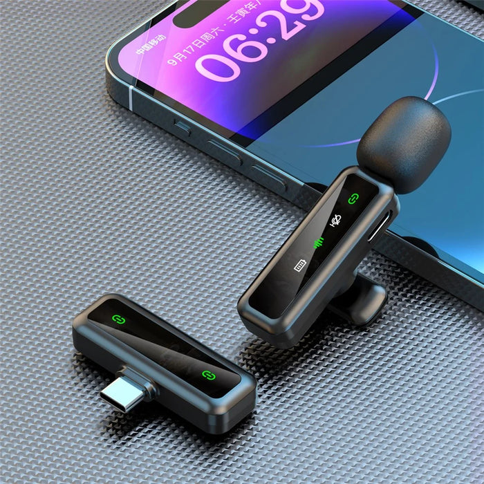 H63 2.4G Wireless Lavalier Microphone for Smartphones Live Streaming Noise Reduction Mic , 1 Transmitter + 1 Receiver - Type C Connector - 2