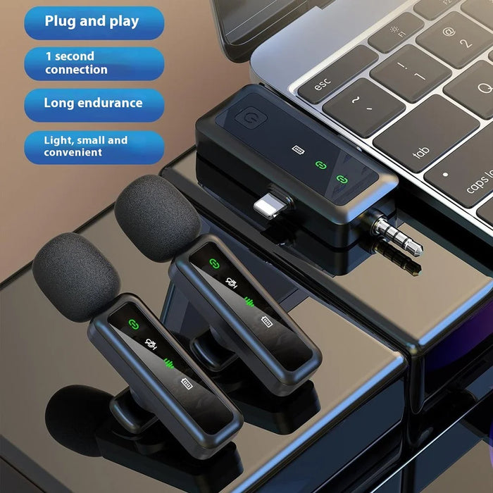H65 3 In 1 iP  /  Type C  /  3.5mm 2.4G Wireless Lavalier Microphone Noise Reduction Mic , 2 Transmitter + 1 Receiver - 4