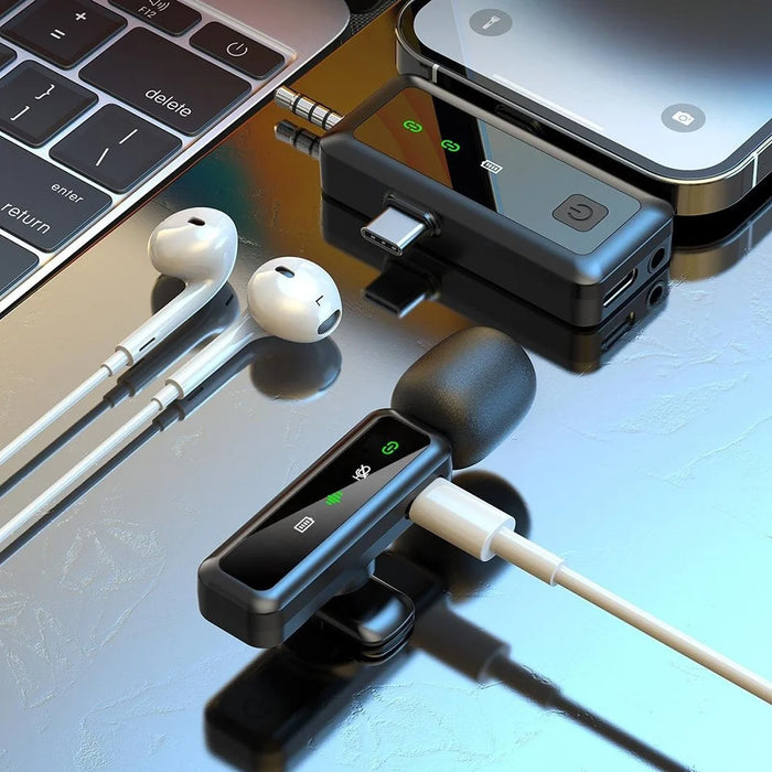 H65 3 In 1 iP  /  Type C  /  3.5mm 2.4G Wireless Lavalier Microphone Noise Reduction Mic , 2 Transmitter + 1 Receiver - 6