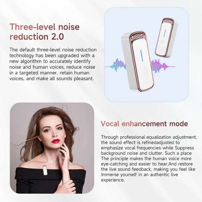 SX88 Type C Interface Wireless Lavalier Microphone Clip On Noise Reduction Mic with Charging Case - White+Pink - 4