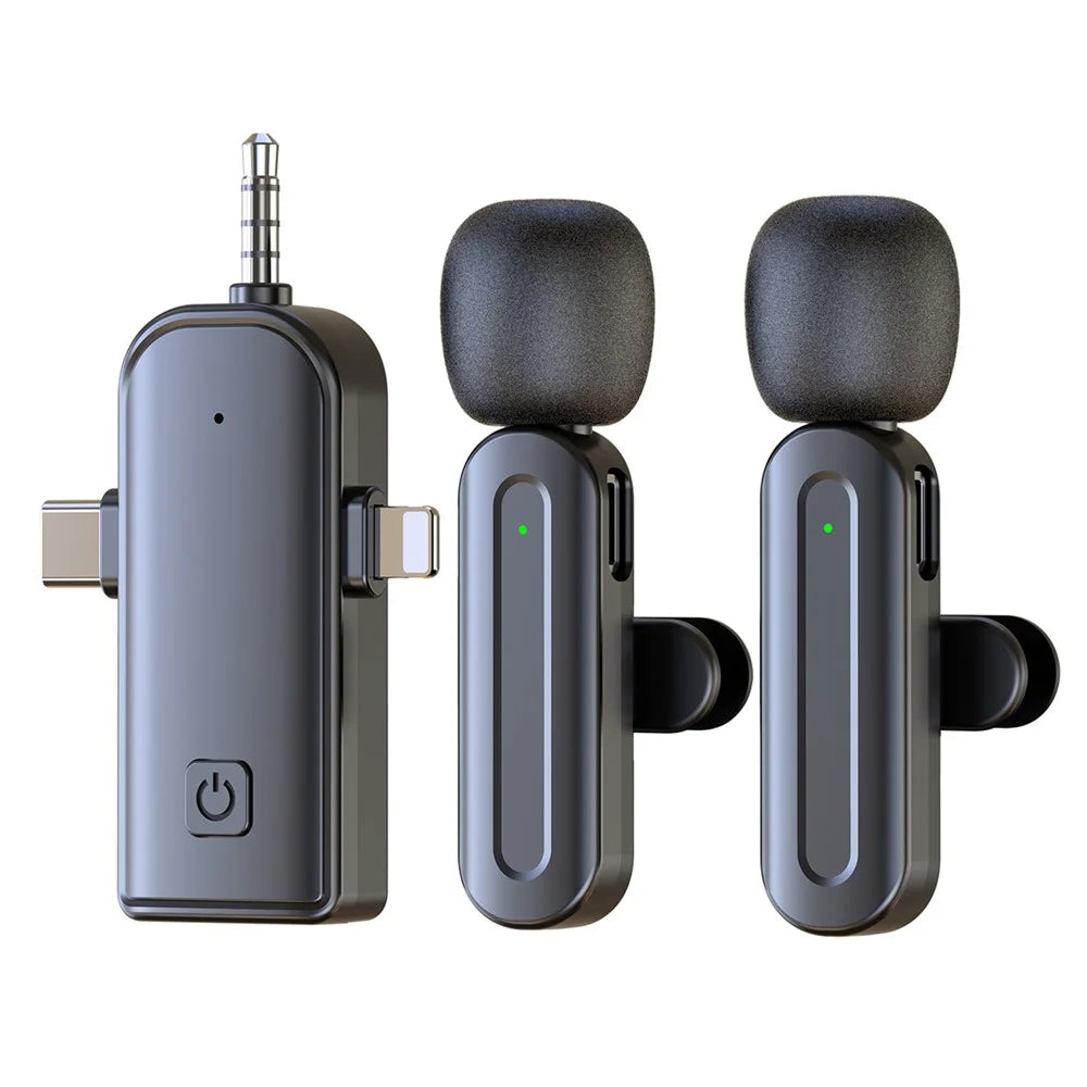 SX26 iP  /  Type C  /  3.5mm 3 In 1 Noise Reduction Wireless Lavalier Microphone for Live Streaming, 2 Mic + 1 Receiver - 1