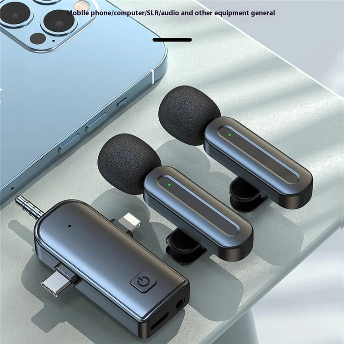 SX26 iP  /  Type C  /  3.5mm 3 In 1 Noise Reduction Wireless Lavalier Microphone for Live Streaming, 2 Mic + 1 Receiver - 7