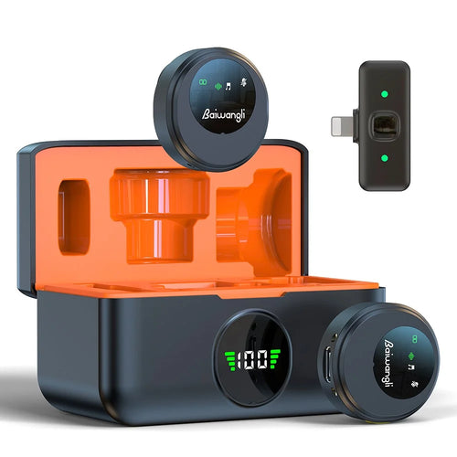 SX29 iP Interface Lavalier Microphone One Touch Mute Noise Cancelling Wireless Mic with Charging Case - 1