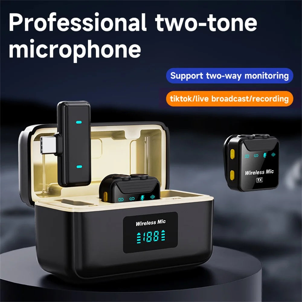 SX23 Type C Interface Lavalier Microphone Noise Cancelling Mini Wireless Mic System, 2 Mic + 1 Receiver - 4