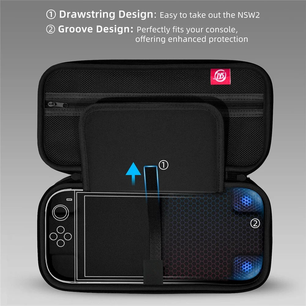 JYS JYS-NS2283 For Nintendo Switch 2 Game Console Carrying Case EVA Protective Storage Bag with Game Card Slots - Black - 4
