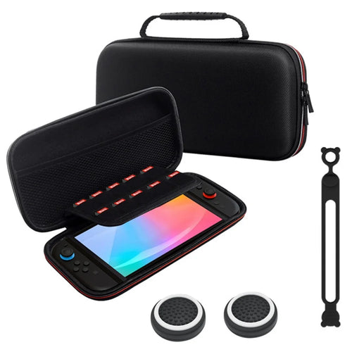 For Nintendo Switch 2 Storage Bag Portable EVA Carrying Case with Silicone Cable Tie - Red + White Zipper - 1