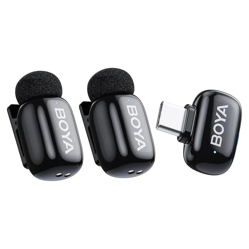 BOYA Mini-05 Wireless Lavalier Microphone Mini AI Noise Reduction Voice Changer Mic, 2 Transmitters + 1 USB-C Receiver - 1