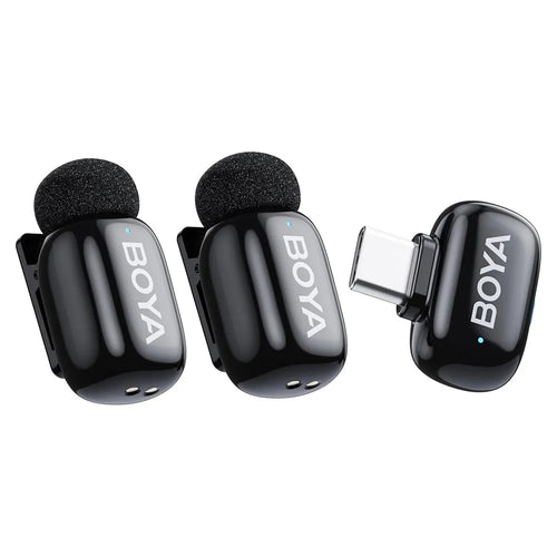 BOYA Mini-05 Wireless Lavalier Microphone Mini AI Noise Reduction Voice Changer Mic, 2 Transmitters + 1 USB-C Receiver - 1