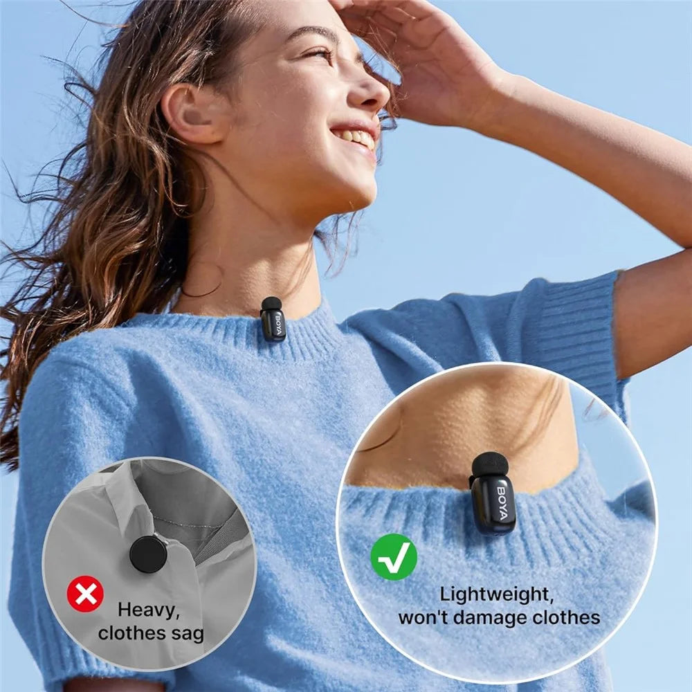 BOYA Mini-05 Wireless Lavalier Microphone Mini AI Noise Reduction Voice Changer Mic, 2 Transmitters + 1 USB-C Receiver - 5