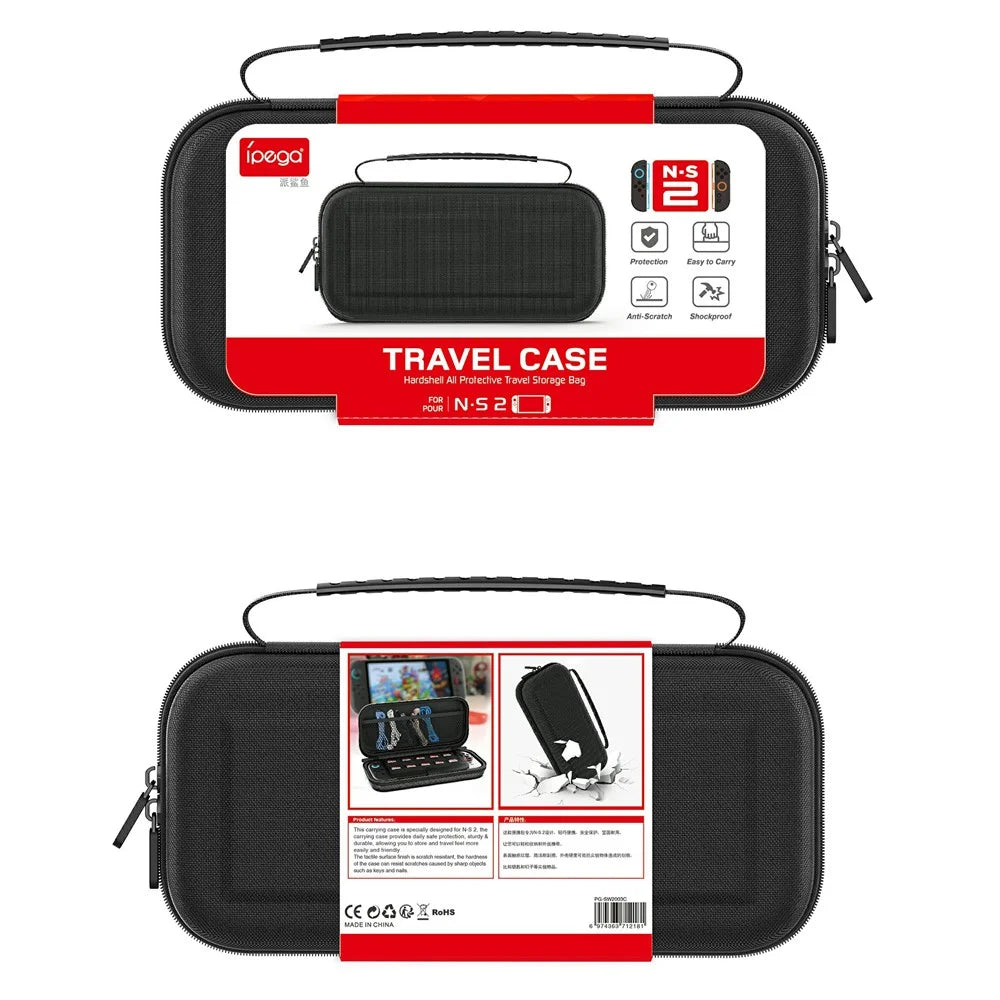 IPEGA PG-SW2003 For Nintendo Switch 2 EVA Carrying Case Portable Hard Shell Storage Bag - Black - 6