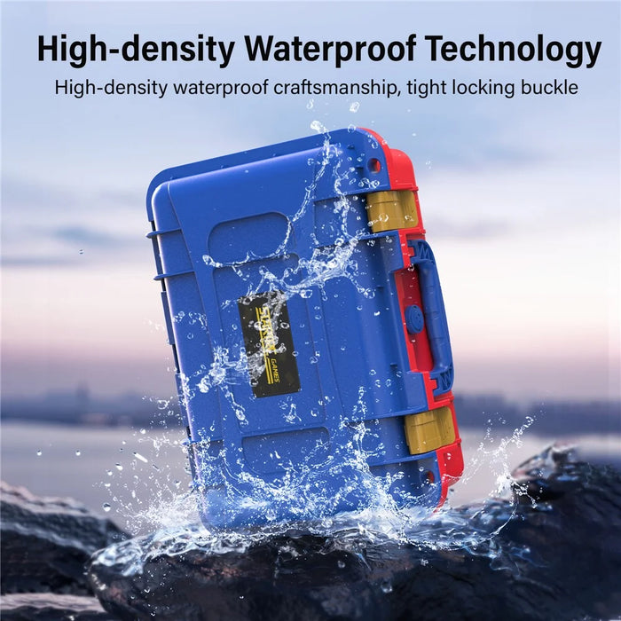 STARTRC GAMES For Nintendo Switch 2 Storage Case ABS Waterproof Portable Carrying Box with Shoulder Strap - Orange  /  Blue - 4