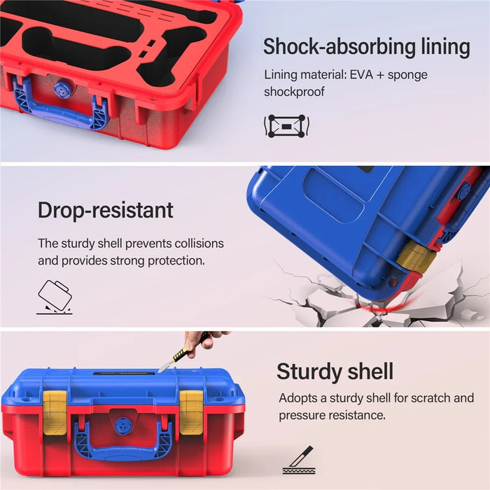STARTRC GAMES For Nintendo Switch 2 Storage Case ABS Waterproof Portable Carrying Box with Shoulder Strap - Orange  /  Blue - 5