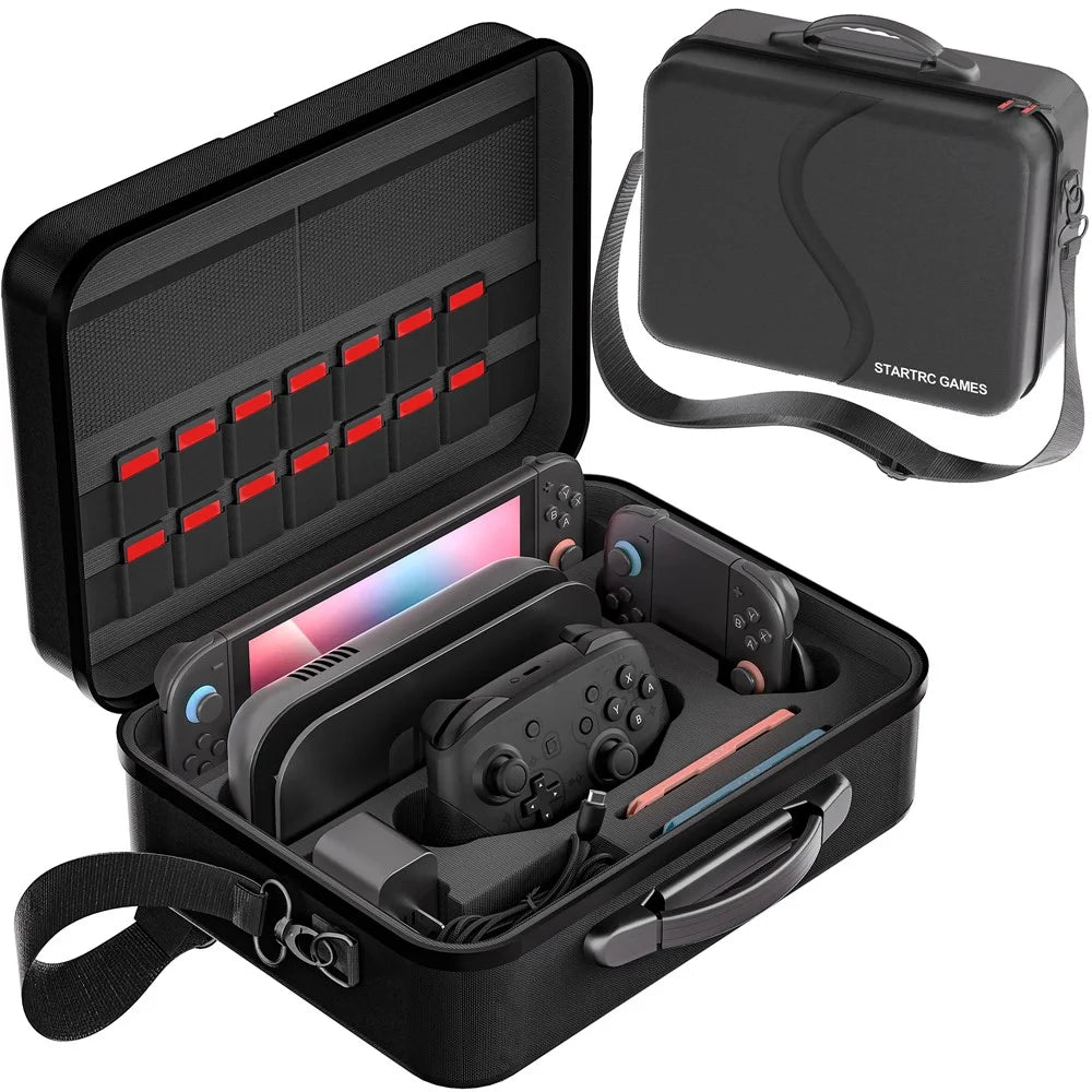 STARTRC GAMES For Nintendo Switch 2 Storage Case Multi-Functional Travel Carrying Bag with Shoulder Strap - Black - 1