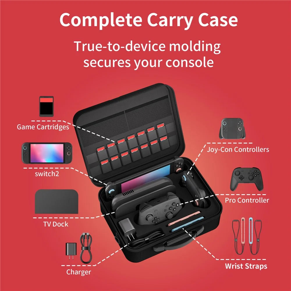 STARTRC GAMES For Nintendo Switch 2 Storage Case Multi-Functional Travel Carrying Bag with Shoulder Strap - Black - 6