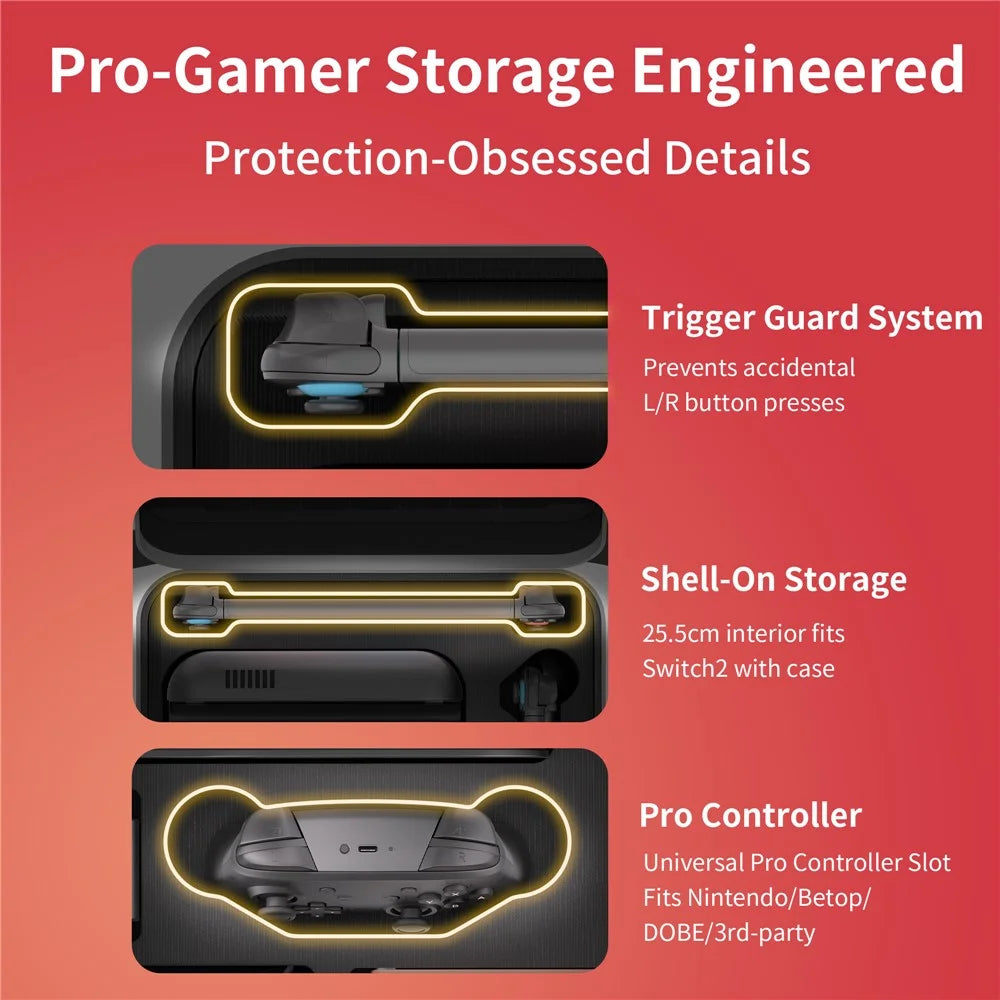 STARTRC GAMES For Nintendo Switch 2 Storage Case Multi-Functional Travel Carrying Bag with Shoulder Strap - Black - 7