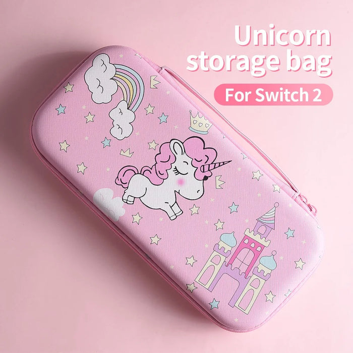 For Nintendo Switch 2 Storage Case Cute Rainbow Horse Castle Pattern Zipper Storage Bag - 3