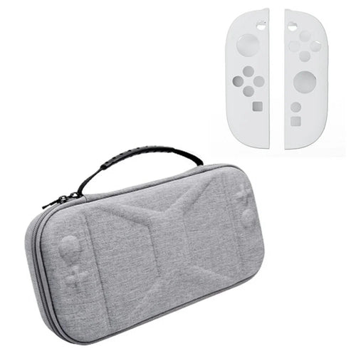 For Nintendo Switch 2 EVA + Snowflake Fabric Storage Case with Controller Protective Cover - Grey+White - 1