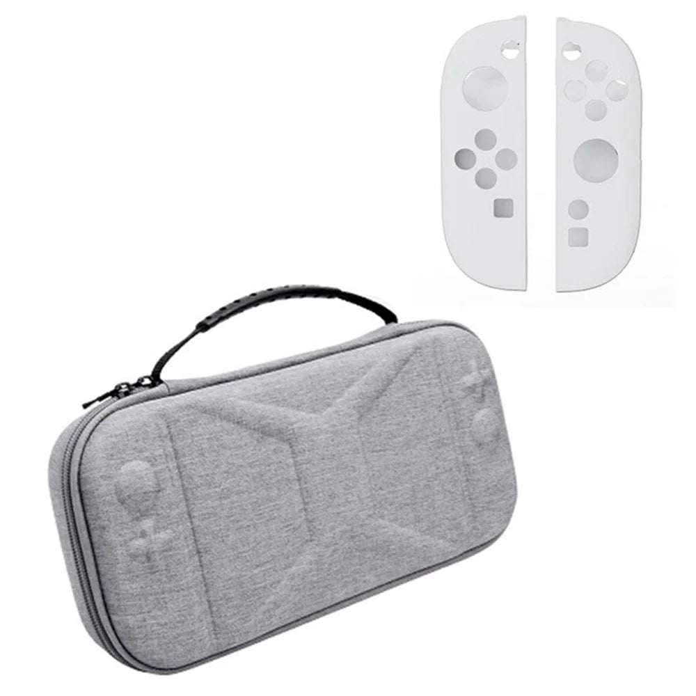 For Nintendo Switch 2 EVA + Snowflake Fabric Storage Case with Controller Protective Cover - Grey+White - 1