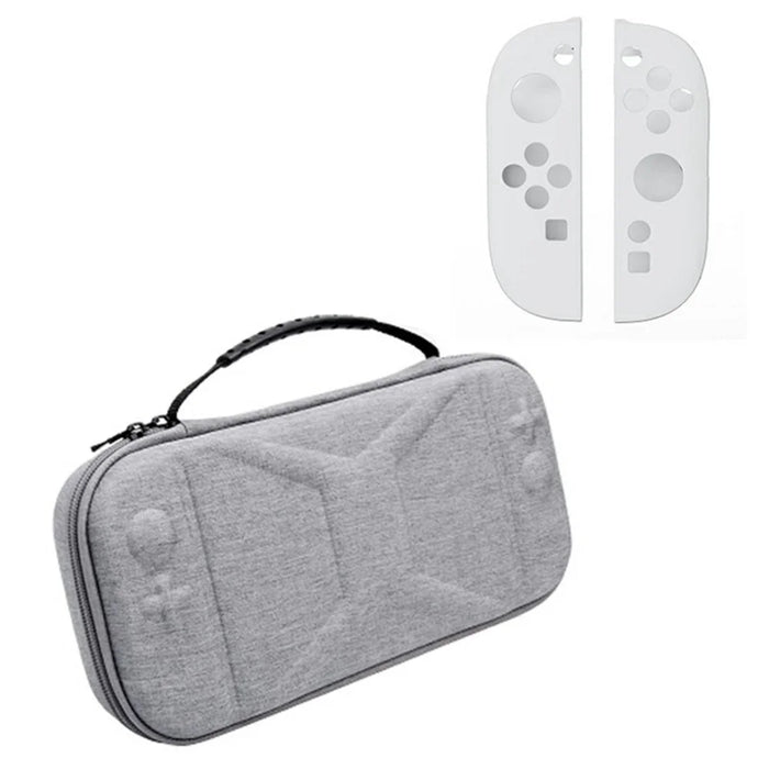 For Nintendo Switch 2 EVA + Snowflake Fabric Storage Case with Controller Protective Cover - Grey+White - 1