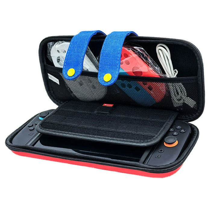 For Nintendo Switch 2 Storage Bag TPU Controller Cover Tempered Glass Screen Protector Set - Red - 7