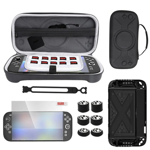 For Nintendo Switch 2 Accessory Kit Protective Shell Storage Bag Screen Protector Joystick Caps Set - Black - 1
