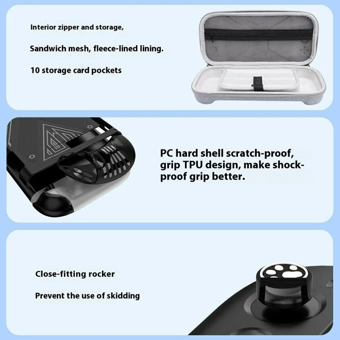For Nintendo Switch 2 Accessory Kit Protective Shell Storage Bag Screen Protector Joystick Caps Set - Black - 5