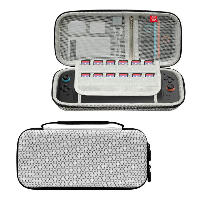For Nintendo Switch 2 Console Storage Case Honeycomb EVA Carrying Bag with Game Card Compartment - White - 4