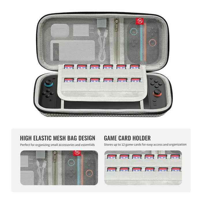 For Nintendo Switch 2 Console Storage Case Honeycomb EVA Carrying Bag with Game Card Compartment - White - 7