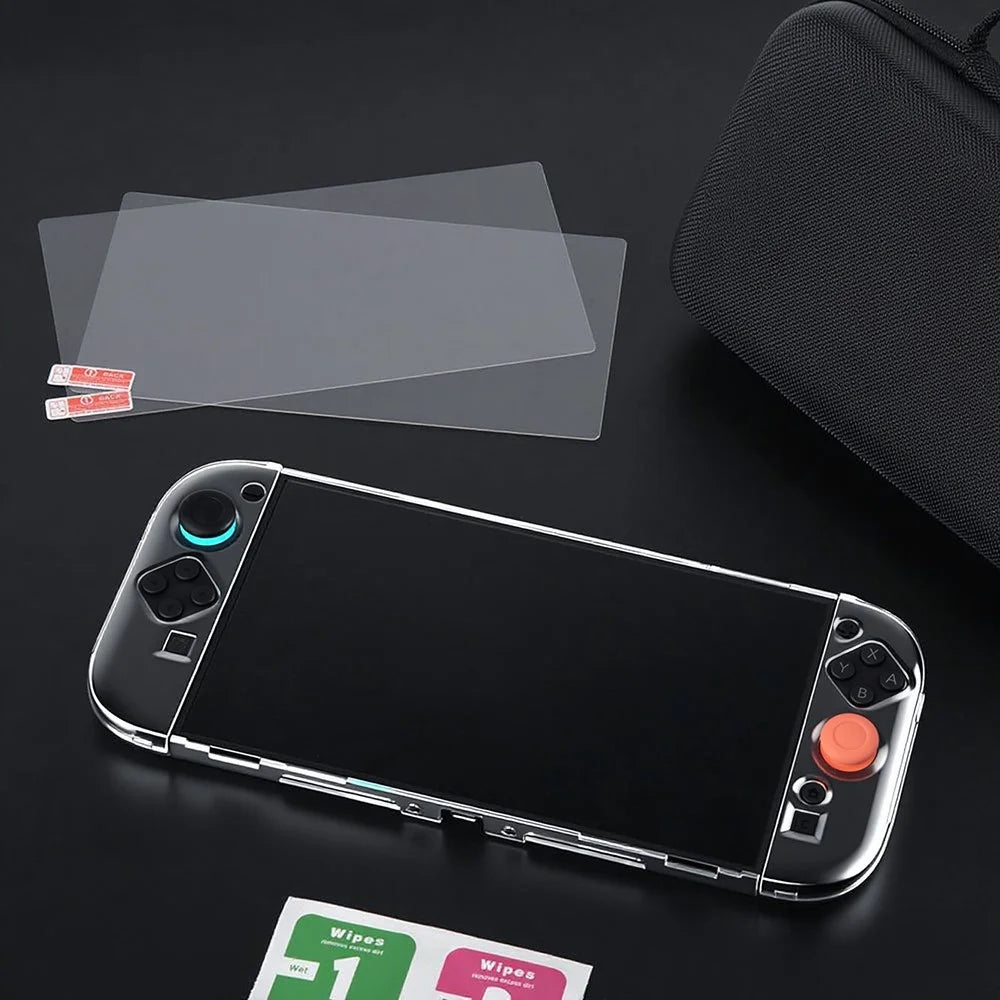For Nintendo Switch 2 Storage Bag Kit with PC Detachable Hard Cover and Tempered Glass Films - 1